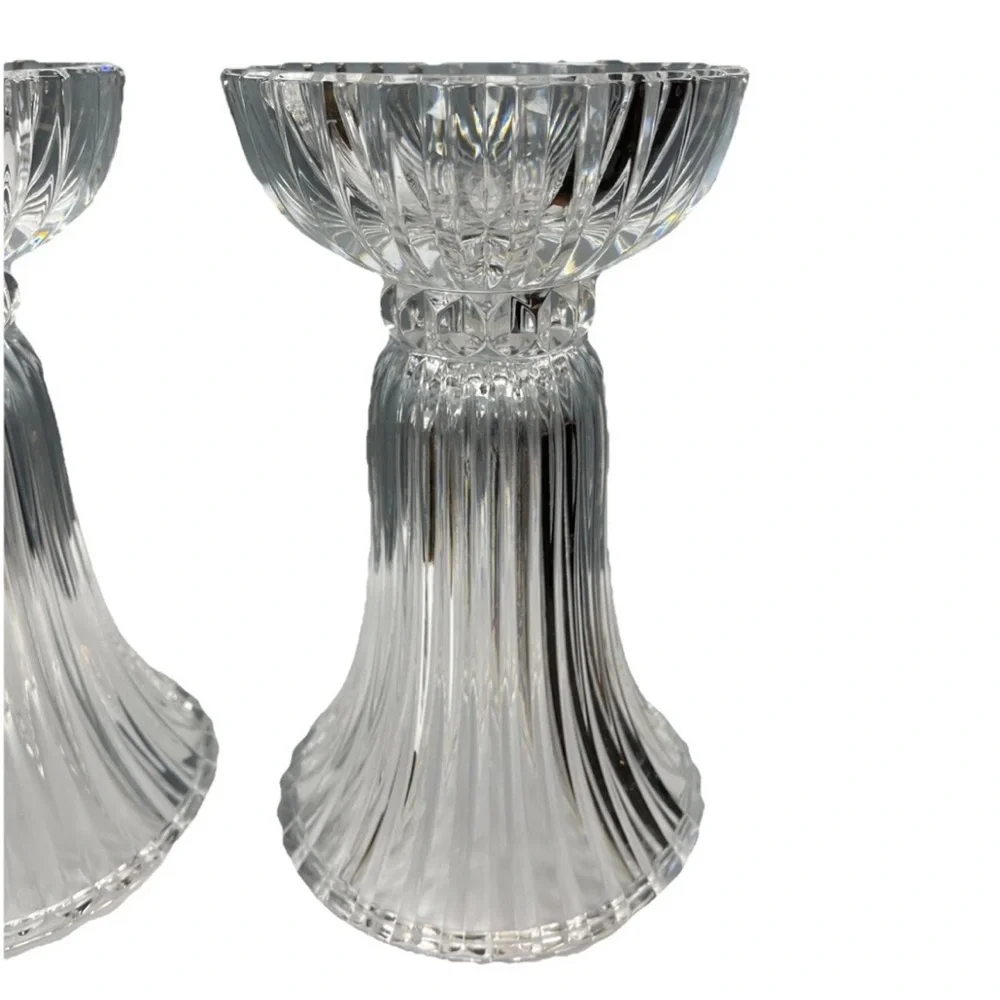 Vintage Partylite Vienna Waltz 24% Crystal Candle Holder/Vase Set Of 2